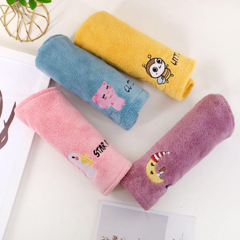 ANEMONE Mũ Tắm Trùm Đầu Thấm Hút Nước Nhanh Khô Bằng Lông Cừu San Hô Thêu Họa Tiết