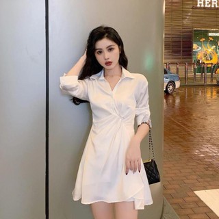 Váy nữ trắng chất liệu lụa trơn - Sangvuive212