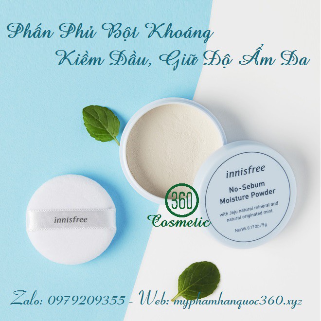 [mẫu mới] Phấn Phủ Dạng Bột Giúp Kiềm Dầu, Giữ Độ Ẩm Trên Da Innisfree No Sebum Moisture Powder 5g