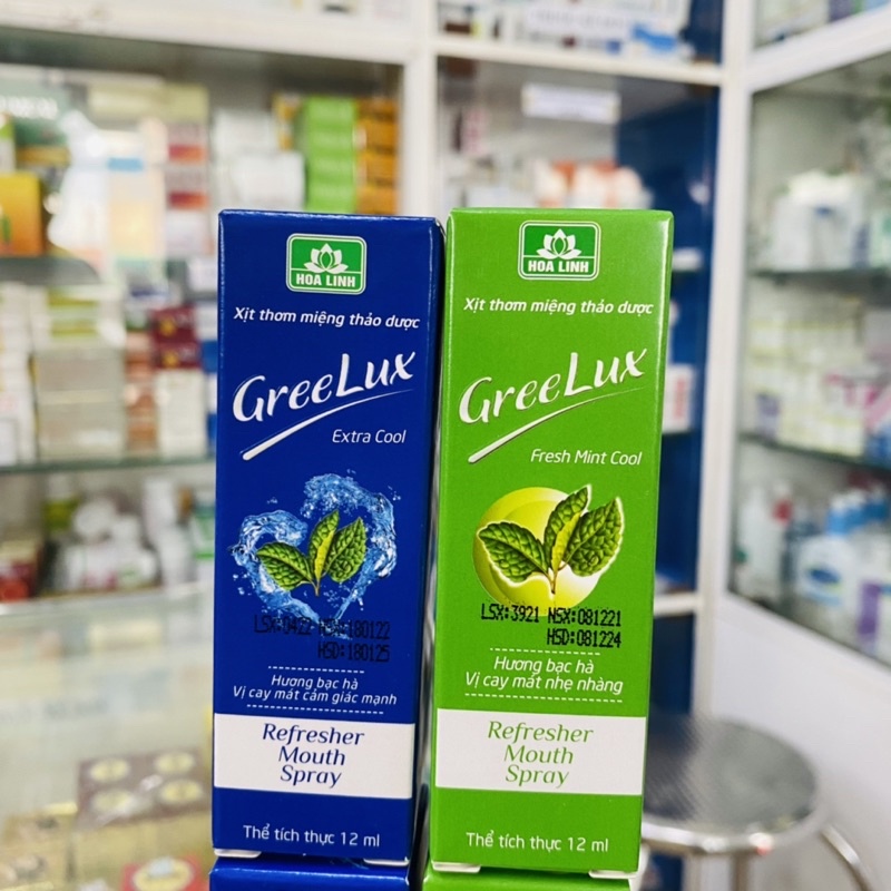 ✅  Xịt Thơm Miệng Greelux Extra Cool Thảo Dược Chai 12ml - Chai Xịt Khử Mùi Hôi Miệng GreeLux Bạc Hà