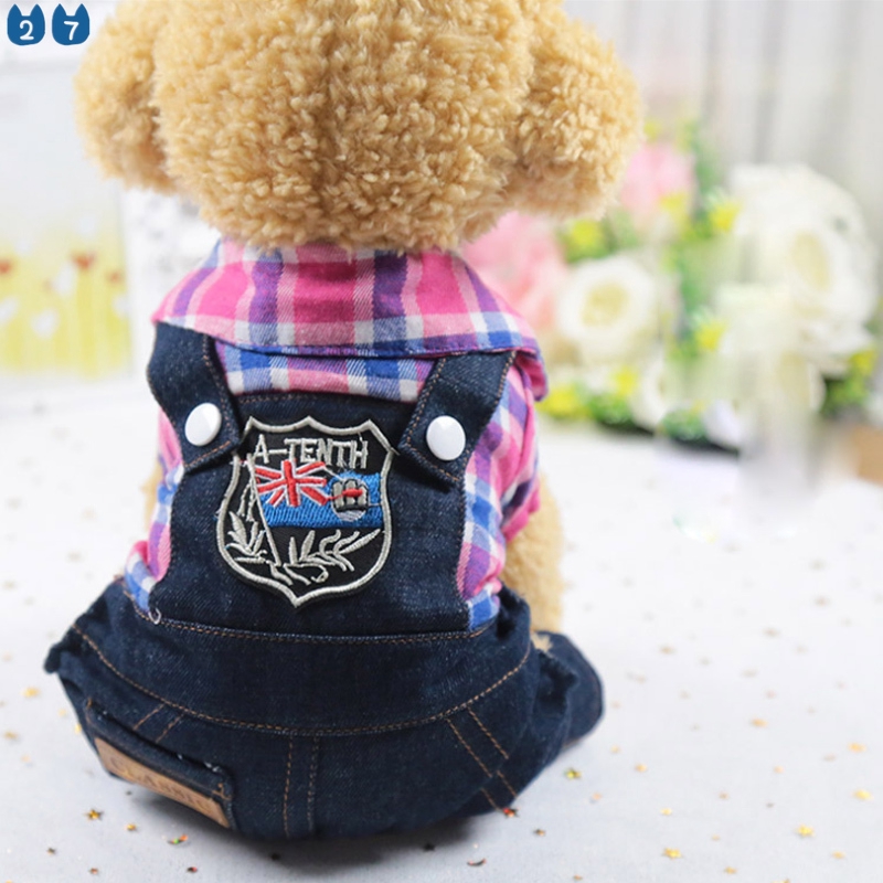 Bộ Đồ Liền Thân Họa Tiết Caro Dễ Thương Cho Thú Cưng