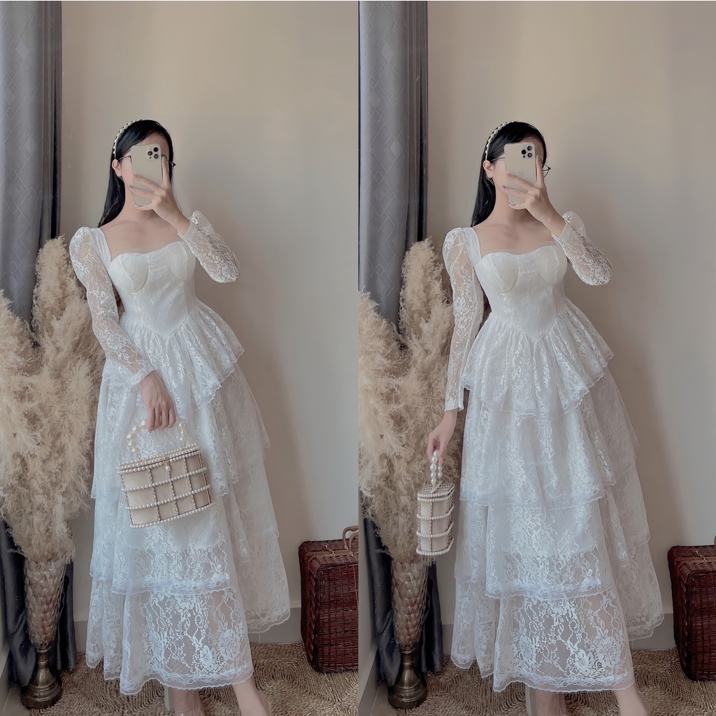 Váy cưới cô dâu , váy đẹp phối ren nhiều tâng N04