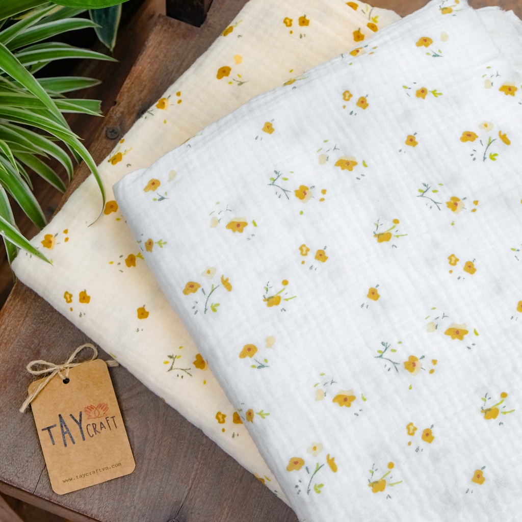 Vải xô muslin 2 lớp họa tiết 50x140cm
