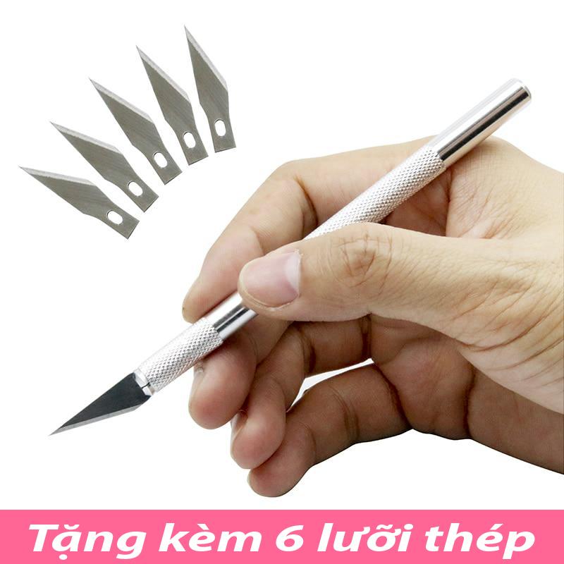 Bộ dao khắc đa năng, Bút chạm khắc đồ thủ công, 1 thân dao kèm 6 lưỡi dao khắc thay thế - 6in1