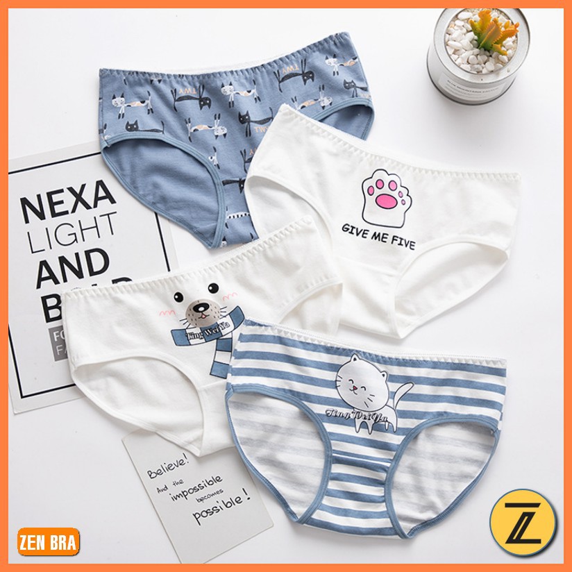 Set 4 quần lót nữ cotton nhiều họa tiết dễ thương | BigBuy360 - bigbuy360.vn