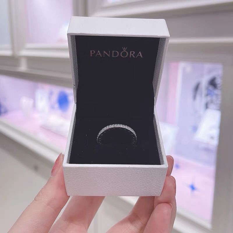 Nhẫn Đính Hôn Pandora Mạ Bạc 925 Đính Kim Cương Giả Sang Trọng Cho Nữ