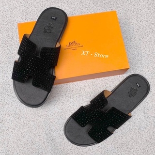 (Sẵn+ Ảnh Thật) Dép chữ H HERMES dép Unisex nam nữ đế cao su siêu nhẹ HM ĐÍNH ĐÁ