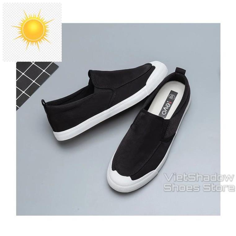 🤼🤺 Slip on nam LEYO - Giày lười vải nam - Vải polyester 3 màu đen full, đen đế trắng và xám - Mã SP A1109 🤼🤺