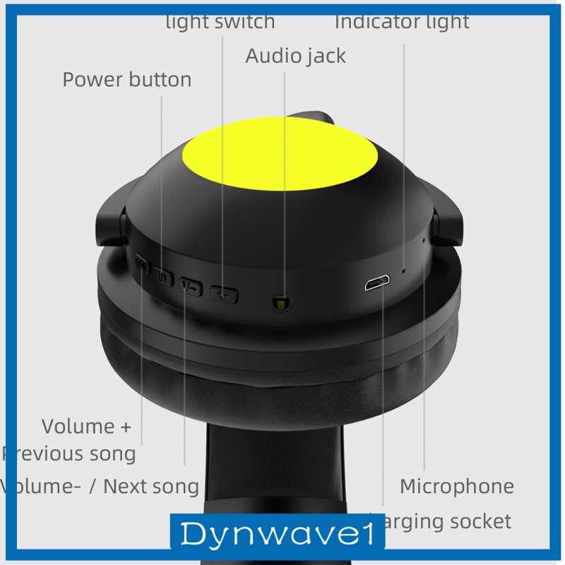 Tai Nghe Chụp Tai Bluetooth 5.0 Không Dây Chống Ồn Hình Tai Mèo Dễ Thương Cho Bé Gái Dynwave1