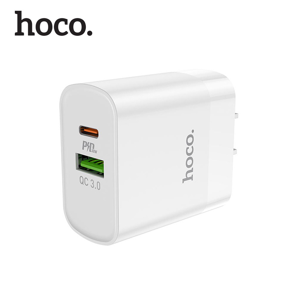 Củ sạc nhanh Hoco C80 2 cổng sạc USB và Type-C (PD), chuẩn PD3.0, hỗ trợ sạc nhanh 3A, công suất 20W