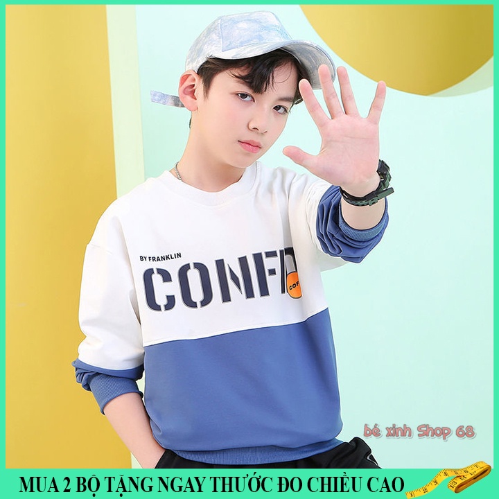 Bộ quần áo thu đông cho bé trai 14-45kg, set thu đông bé trai 4-14 tuổi VEGAS cá tính , vải nỉ da cá dày dặn.VEGAS79