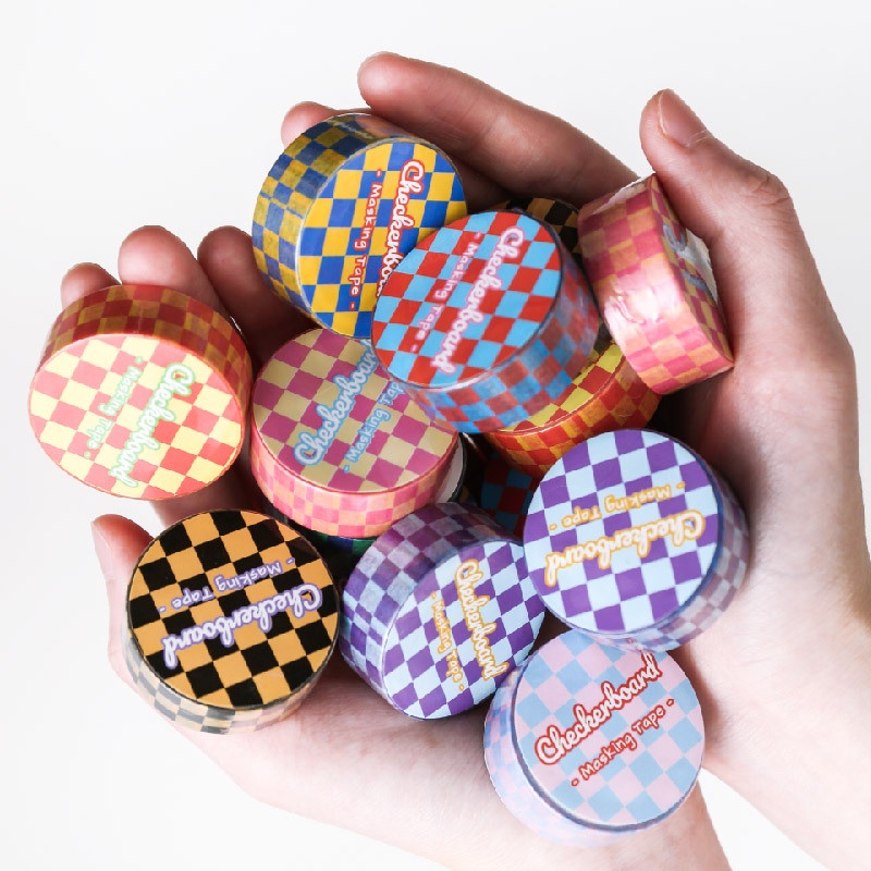 Mohamm 1 Cuộn Băng Keo Kẻ Caro Tươi Mát Lưới Washi