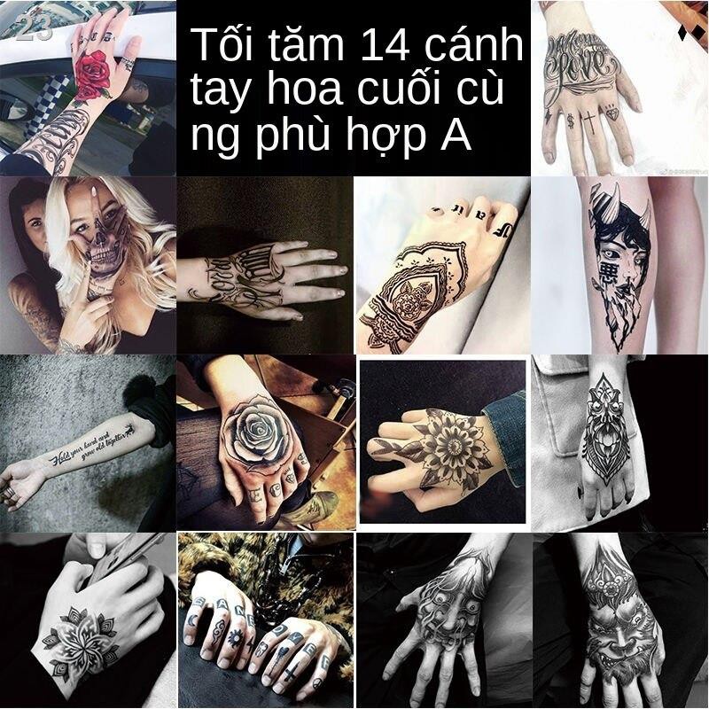 Hình xăm dán cánh tay hoa sẫm màu không thấm nước và bền cho cả nam nữ sê-ri bàn hồng đầu lâu bằng tiếng Anh Zha