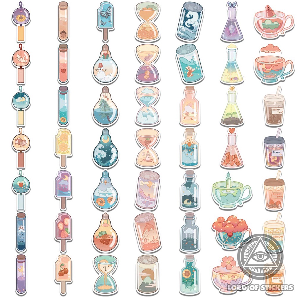 Set 50 Hình Dán Sticker Họa Tiết Nước Ngọt Trà Sữa Cute Dễ Thương Chống Thấm Nước Trang Trí Mũ Bảo Hiểm, Laptop, Sổ