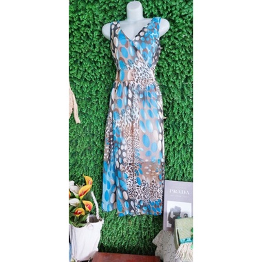 Thanh lý đầm maxi vải voan xanh nguyên tag