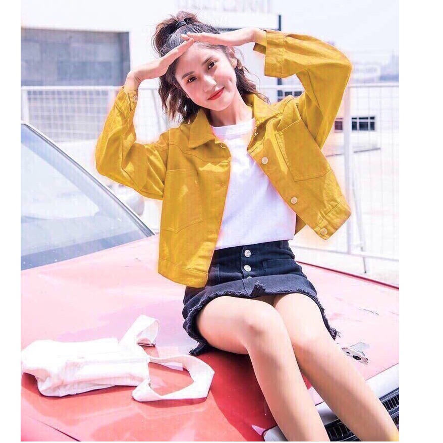 áo khoác jean nữ siêu hot phối cúc sau mới nhất theo haziwon a46 ( nhiều màu )