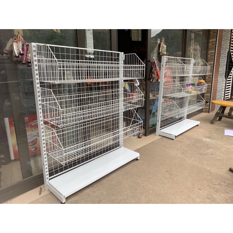 Kệ để hàng có giỏ đựng mỳ tôm , bánh và đồ ăn vặt ( Cao 1m5 x Dài 90cm)