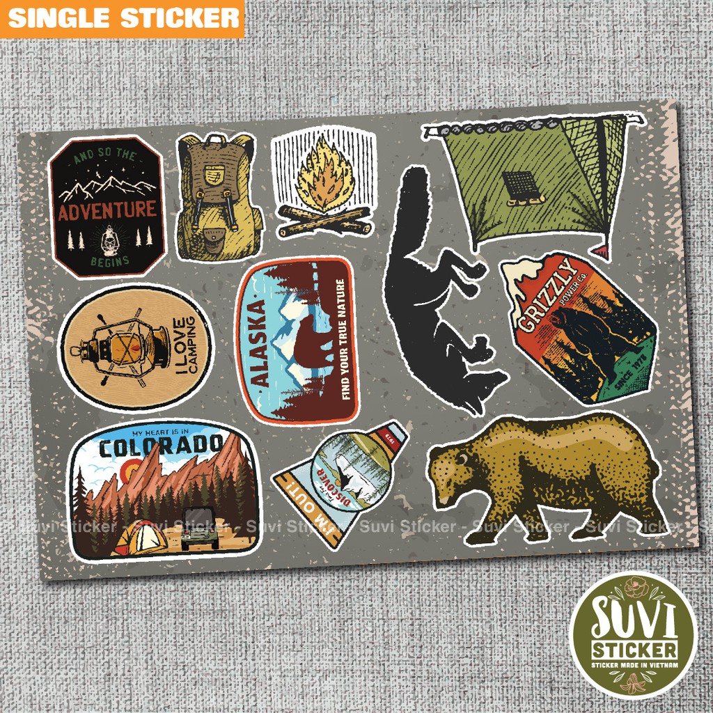 Single Sticker - Hình dán Vintage Labels chống nước sticker dán laptop, điện thoại, đàn guitar, mũ bảo hiểm, vali. SG13