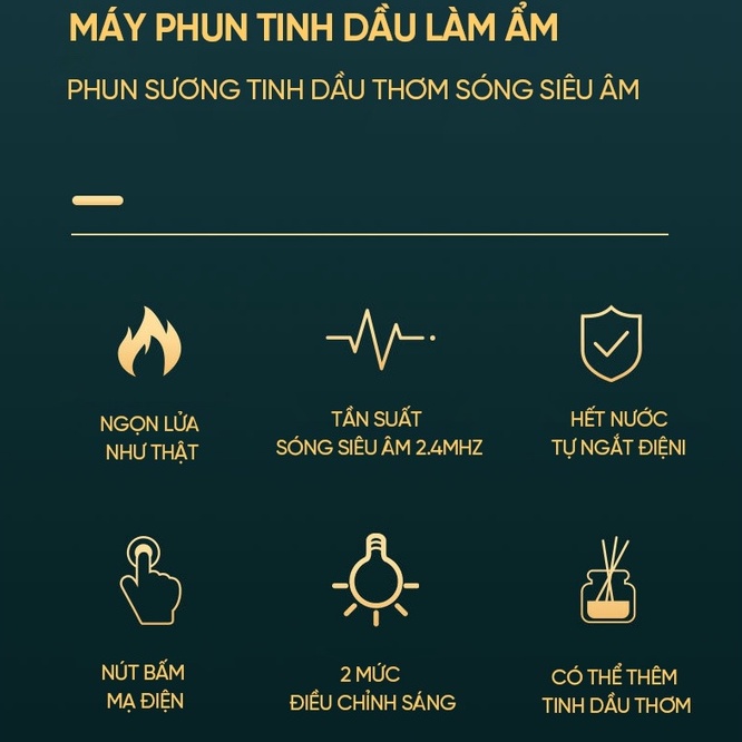 Máy Xông Hơi Nước, Xông Tinh Dầu, Máy Tạo Ẩm Hình Núi Lửa + Đèn Ngủ BH 1 Đổi 1 Trong 30 Ngày