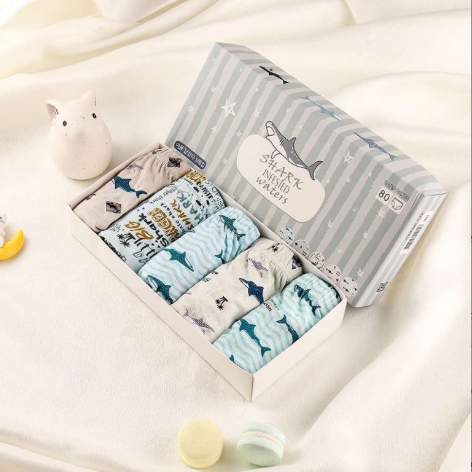 Set 5 quần lót bé trai Hàn Quốc 100% cotton mẫu Cá Mập