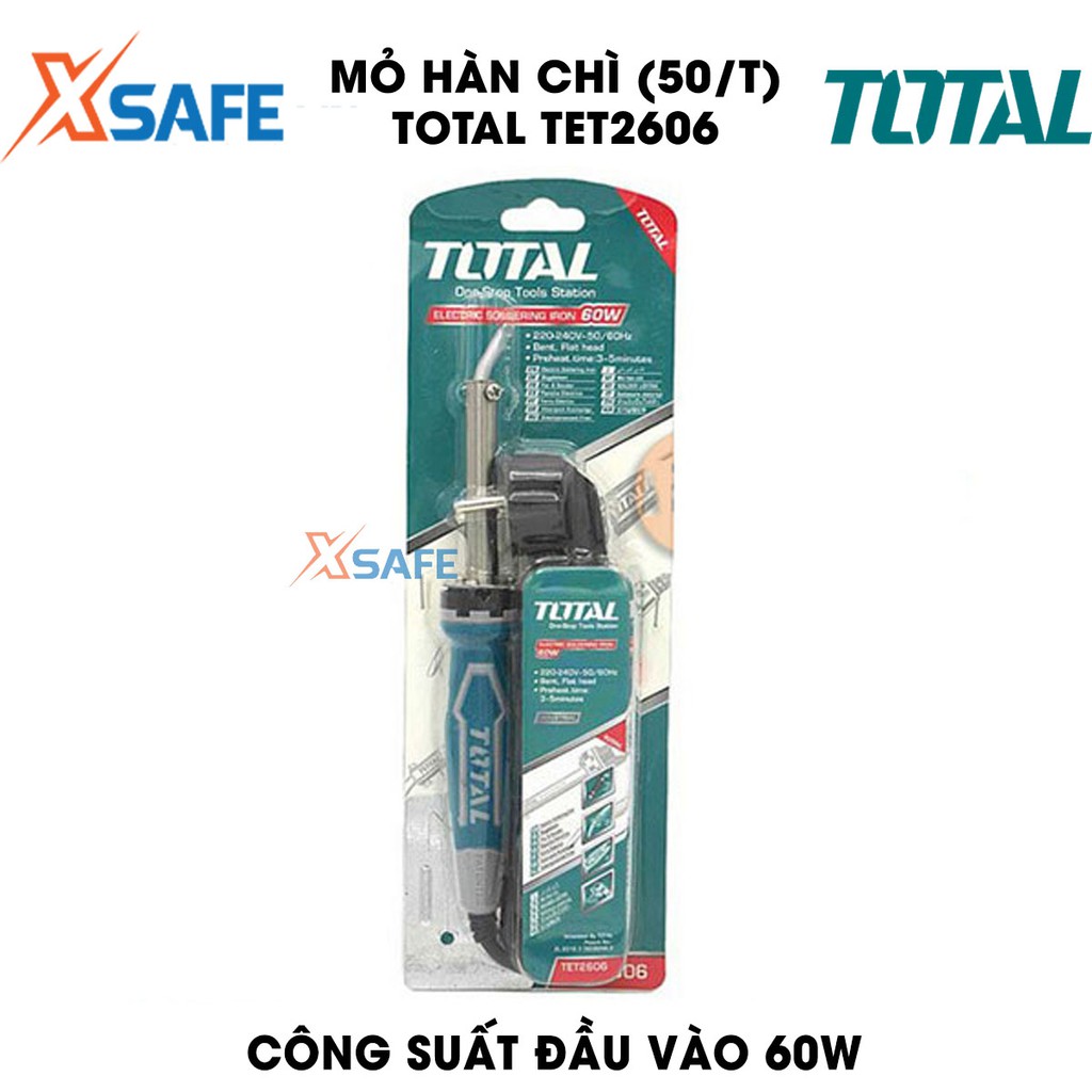 Mỏ hàn chì TOTAL TET2606 công suất 60W  Hàn nhiệt cầm tay điện áp 220-240V, làm nóng từ 3-5ph - Chính hãng