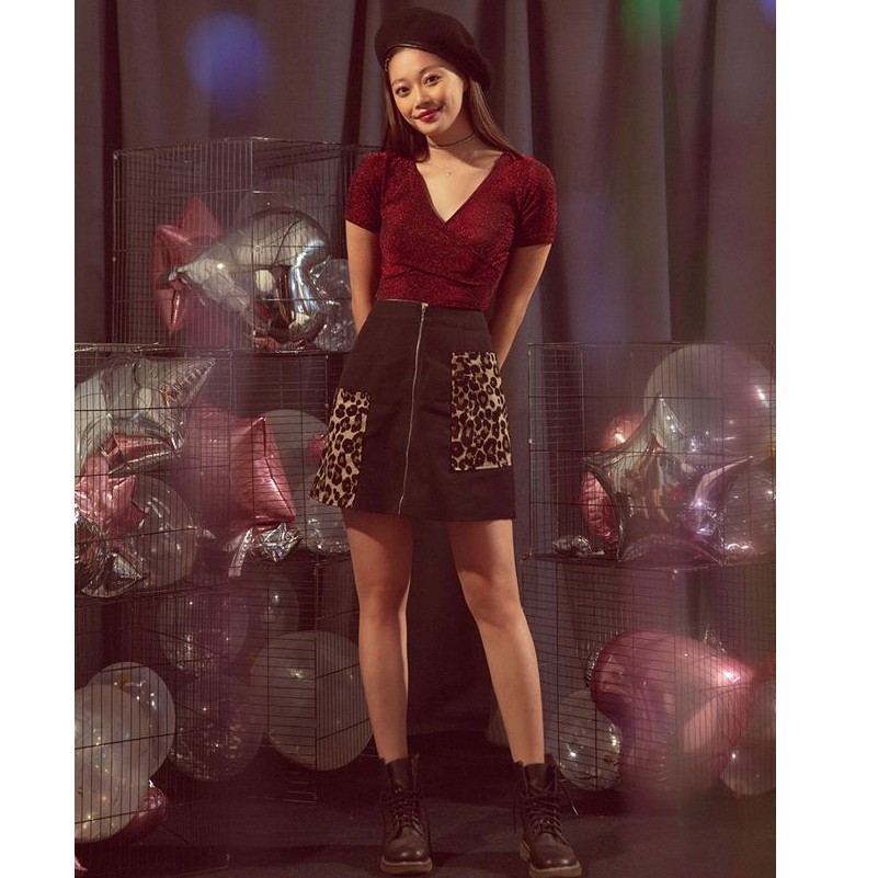 Goût De Jun Chân Váy Đen Đắp Túi Da Beo Farae Skirt | BigBuy360 - bigbuy360.vn