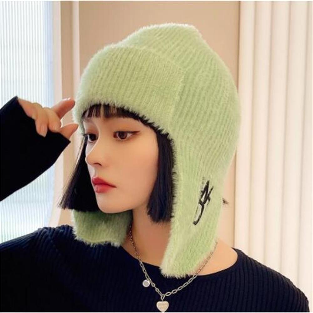 MUVAKO Mũ Len Dệt Kim Bảo Vệ Tai Thời Trang Thu Đông Ấm Áp Sự Bảo Vệ