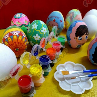 Trứng tô màu phục Sinh (5 trứng kèm 6 màu acrylic cọ vẽ khay pha)