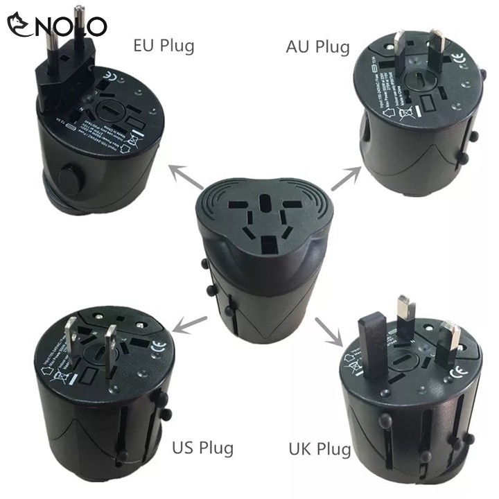 Bộ Phích Cắm Adapter ADV03 Đa Năng Chuyển Đổi Ổ Cắm US Mỹ, Anh, EU, AUS Có Thêm Cổng Sạc USB Du Lịch Tiện Dụng