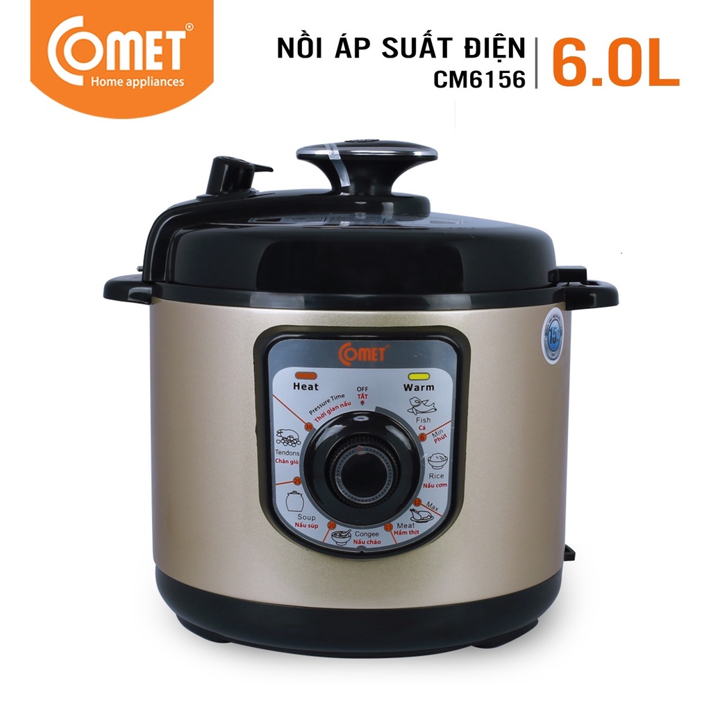 [Mã ELMALL10 giảm 10% đơn 500K] Nồi áp suất điện đa năng 6.0L Comet - CM6156