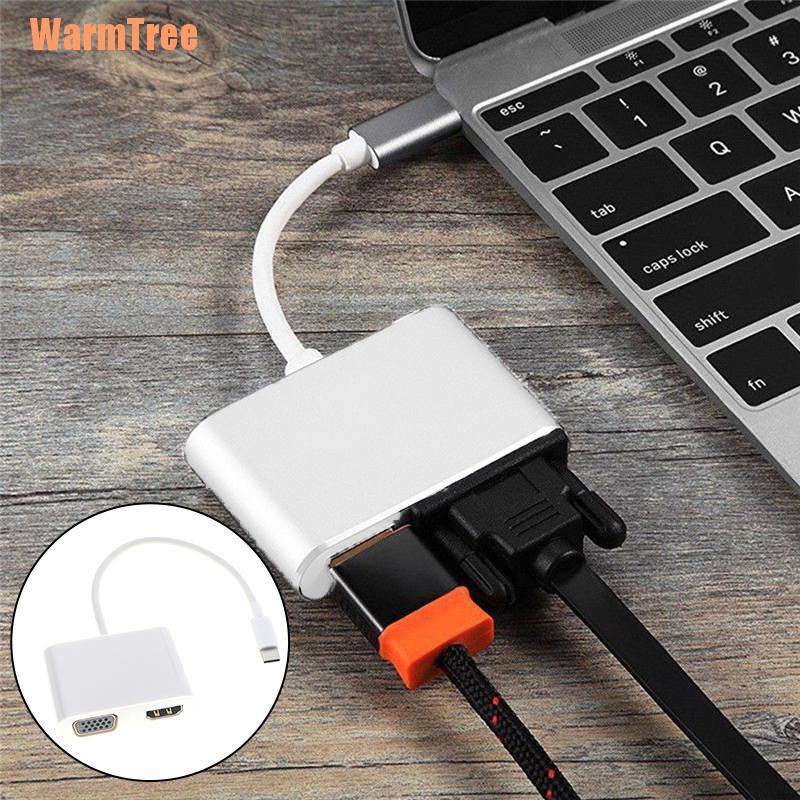 Bộ Chuyển Đổi Hub Hdmi Vga 2 Trong 1 Từ Usb Type-c Sang Cổng Cắm Usb C | BigBuy360 - bigbuy360.vn