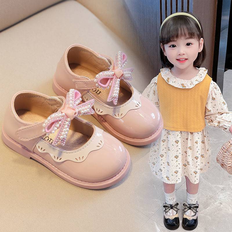 Giày búp bê đính nơ kèm hạt lấp lánh cho bé gái phong cách Hàn Quốc, mẫu hot 2022 - Hàng Quảng Châu Cao Cấp (H615)