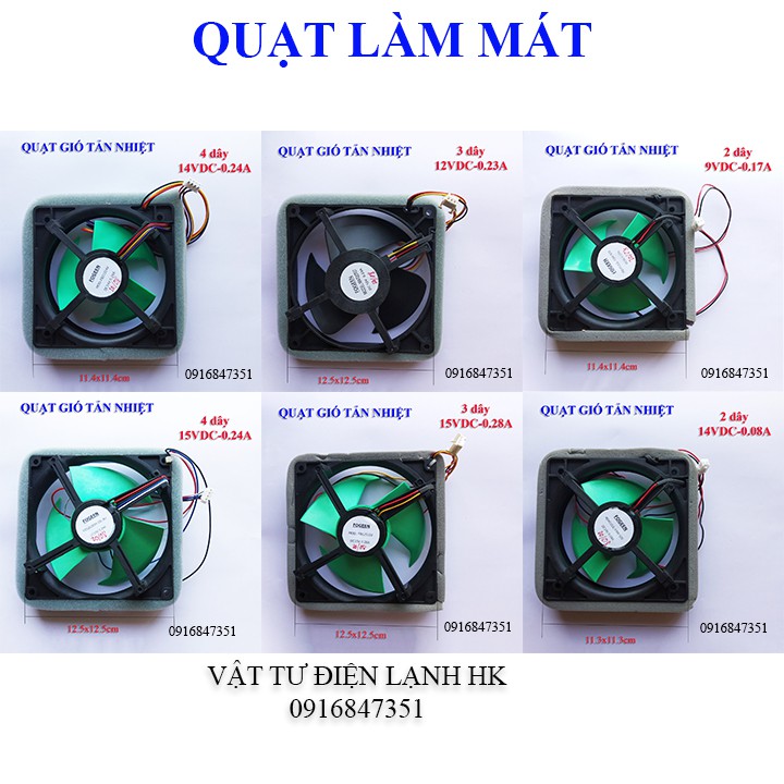 [CAO CẤP] Quạt gió tản nhiệt tủ 2 dây 3 dây 4 dây các loại cỡ 11.4x11.4cm 12.5x12.5cm (chọn đúng loại khi đặt hàng)
