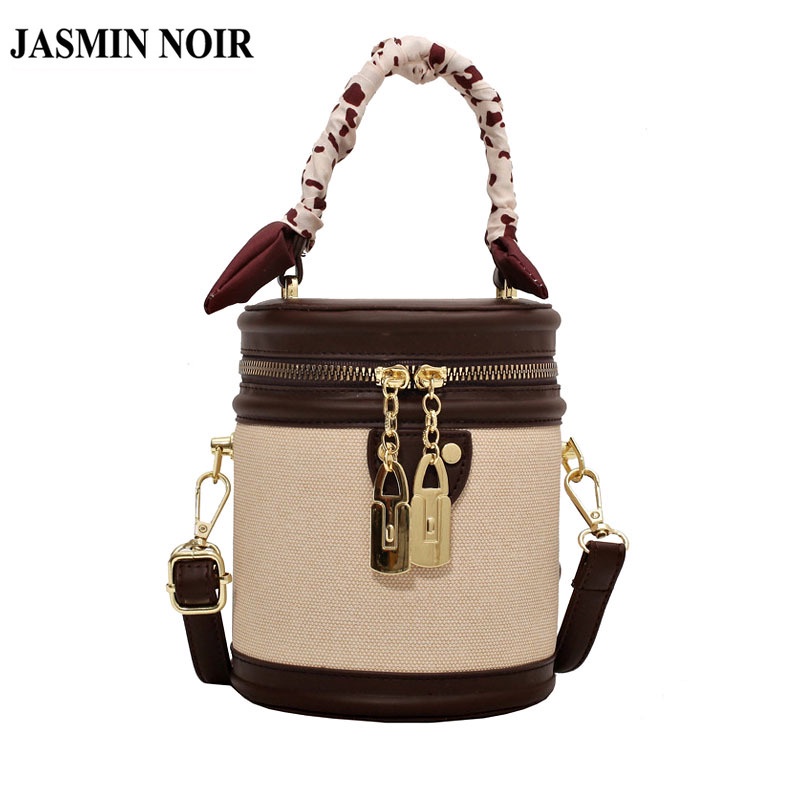 Túi đeo chéo JASMIN NOIR vải canvas trang trí hoa xinh xắn thời trang cho nữ