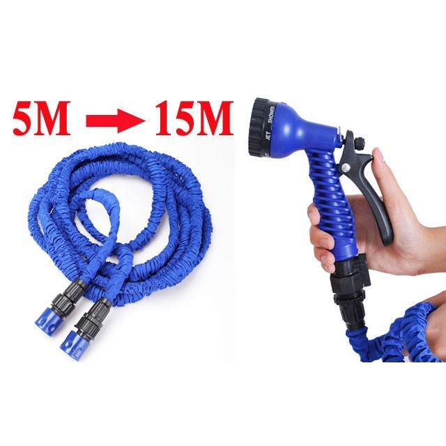 Vòi Tưới Rau Vòi Xịt Nước Giãn Nở Thông Minh Magic Hose Cao Cấp Dài 15M Dây Bơm Nước Co Giãn Tưới Cây Rửa Xe Xịt Rửa Sân