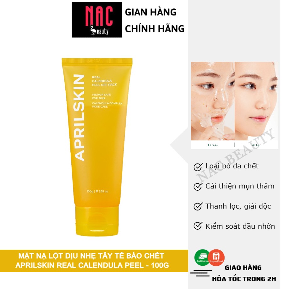 Mặt Nạ Lột Dịu Nhẹ Tẩy Tế Bào Chết APRILSKIN Real Calendula Peel Off Pack 100g _ April Skin Chính Hãng