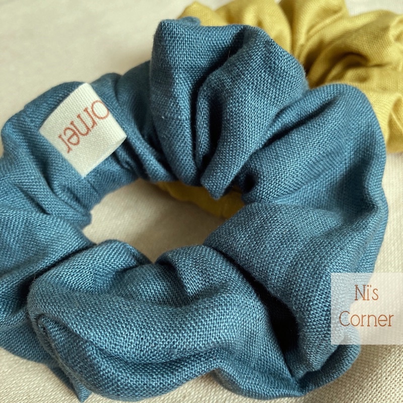 Scrunchie - Cột tóc Linen Tone Xanh