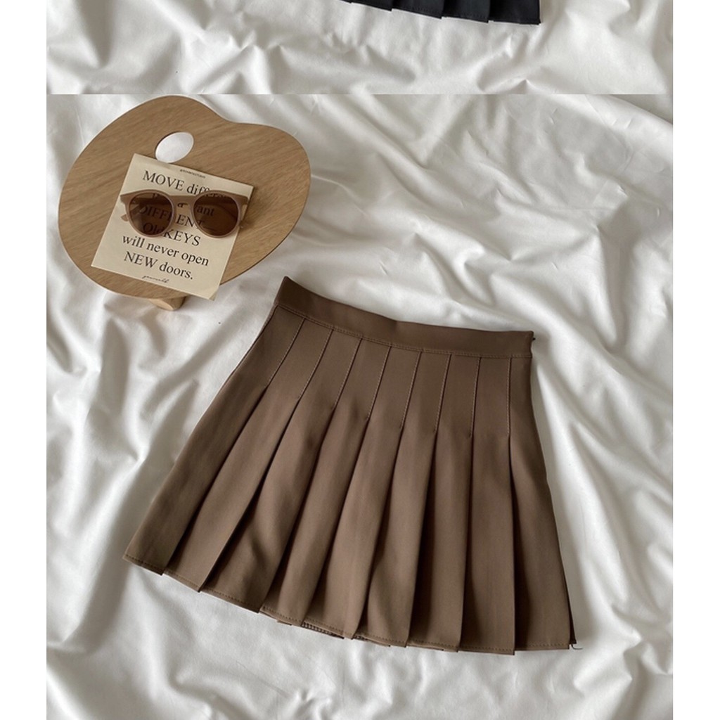 [Ảnh thật] Chân váy tennis ngắn xếp ly khóa hông ulzzang (có quần trong)
