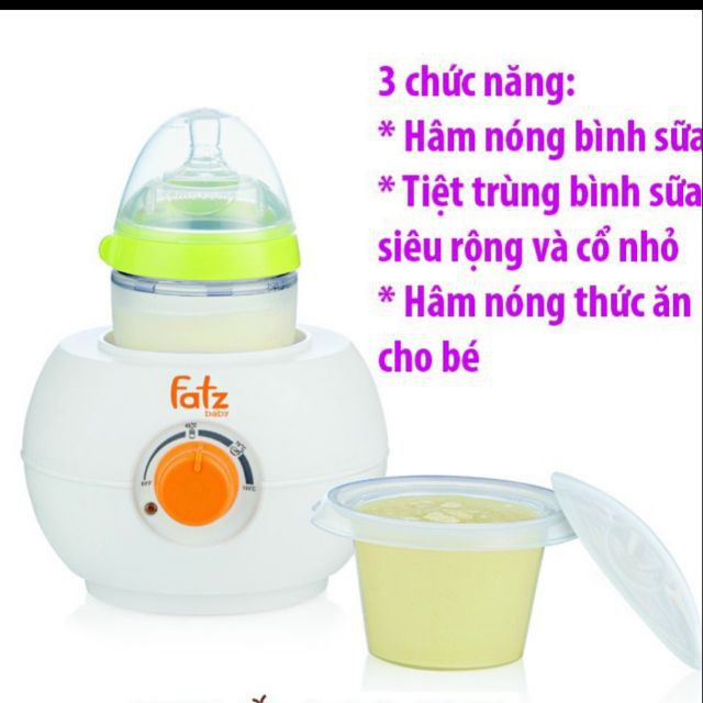 (Tặng 100 chiếc tăm bông trẻ Em cao cấp) (BH 1 NĂM) Máy hâm sữa cho bình cổ siêu rộng FATZ Fatzbaby FB3027SL