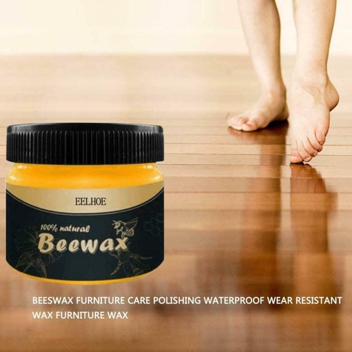 Sáp ong Beewax vệ sinh đánh bóng đồ gỗ nội thất chống thấm thành phần tự nhiên 80gr tặng kèm 2 khăn vải Chammart