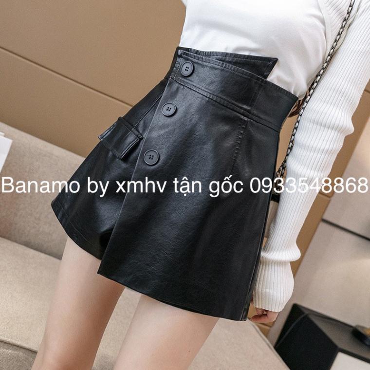 QUẦN VÁY DA MÀU ĐEN NÂU HOT HIT HIỆN ĐẠI THỜI TRANG BANAMO FASHION quần da 3 khuy 693