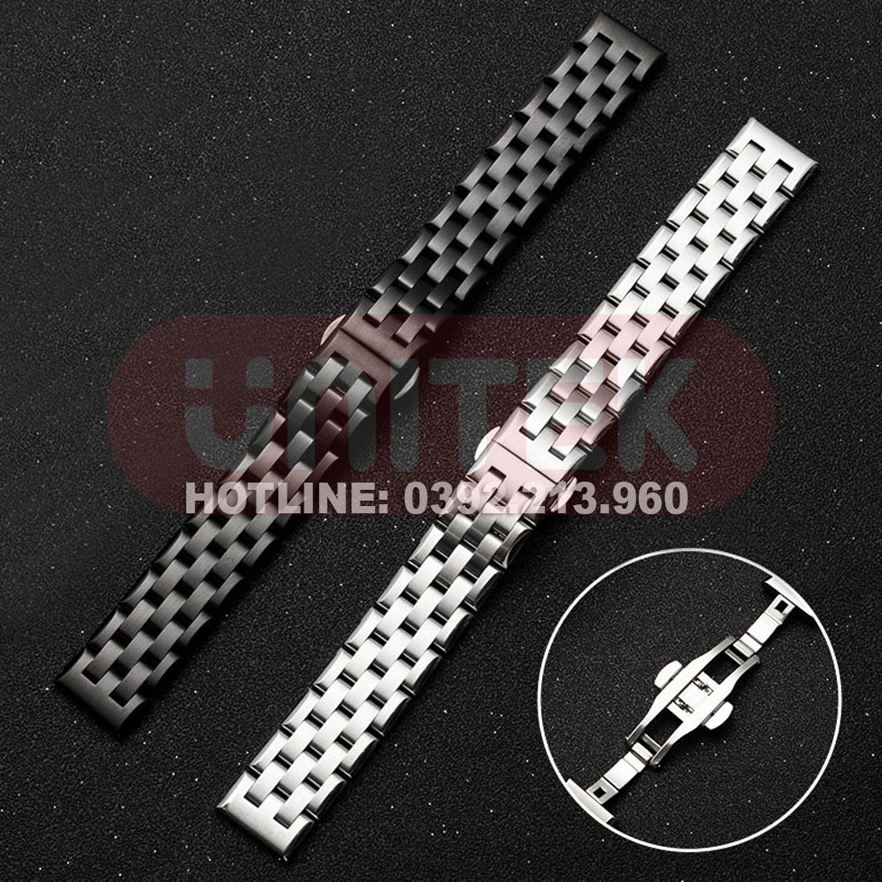 Dây Đồng Hồ Thép Không Gỉ model 01 Kểu Khóa Bấm Chống Han Gỉ Dài 18cm (18mm 20mm 22mm)