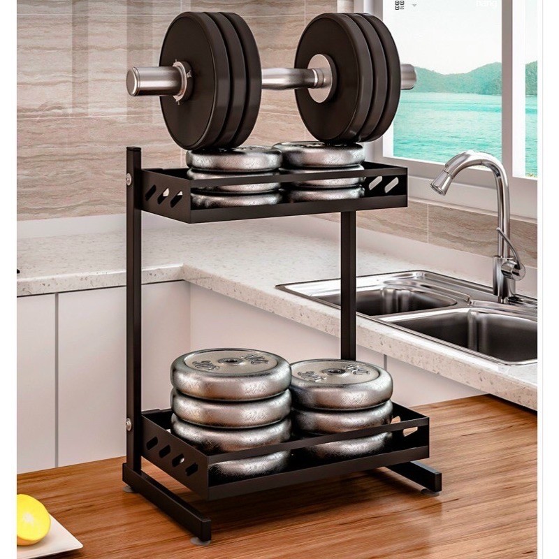 Kệ để gia vị 2 tầng - Màu đen, thép sơn tĩnh điện chống gỉ