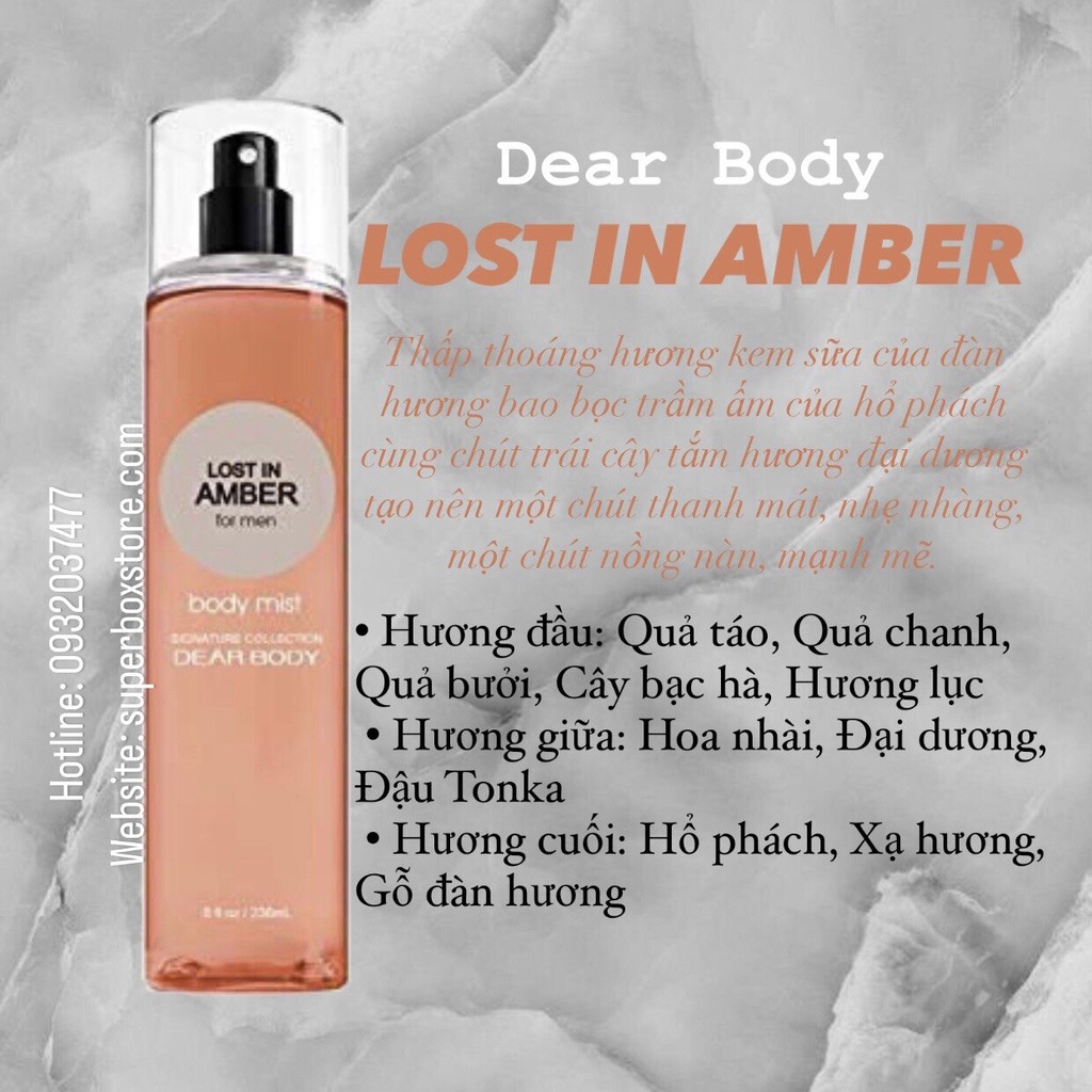 Body Mist Nam - Body Mist Dear Body For Men 236ml -Fine Fragrance Mist - AnhLa Store