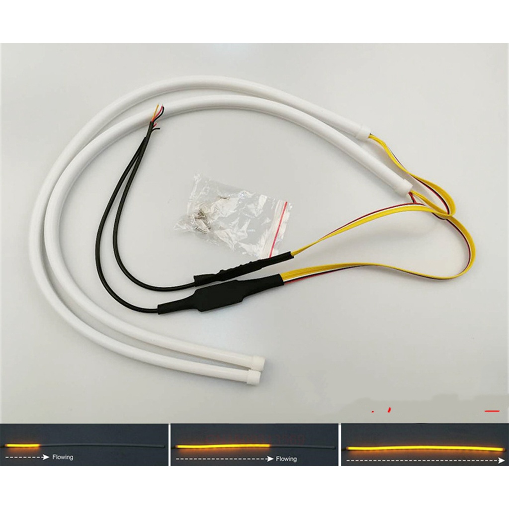 Bộ 2 Dây LED ban ngày + xinhan dùng cho đèn pha oto 60cm 12V ( giá 1 căp sáng trắng vàng )