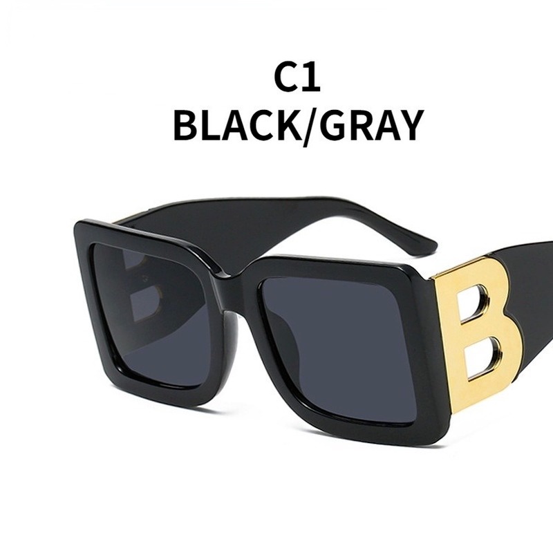 (KIQI-FASHION) COD Kính Mát Gọng Vuông Lớn Chống Tia Uv400 Phong Cách Âu Mỹ Cổ Điển Thời Trang Cho Nữ