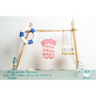 Bộ cộc tay bé trai bé gái Little Love trám xanh, hồng