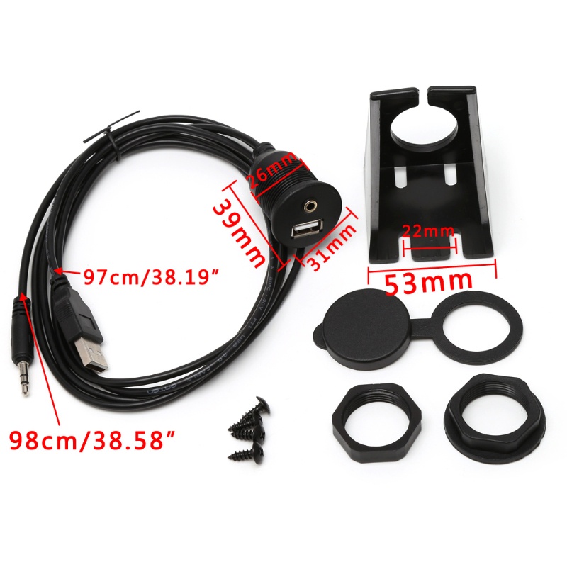Dây Cáp Nối Dài Bảng Điều Khiển Xe Hơi 1m 3 5mm USB 2 0 AUX