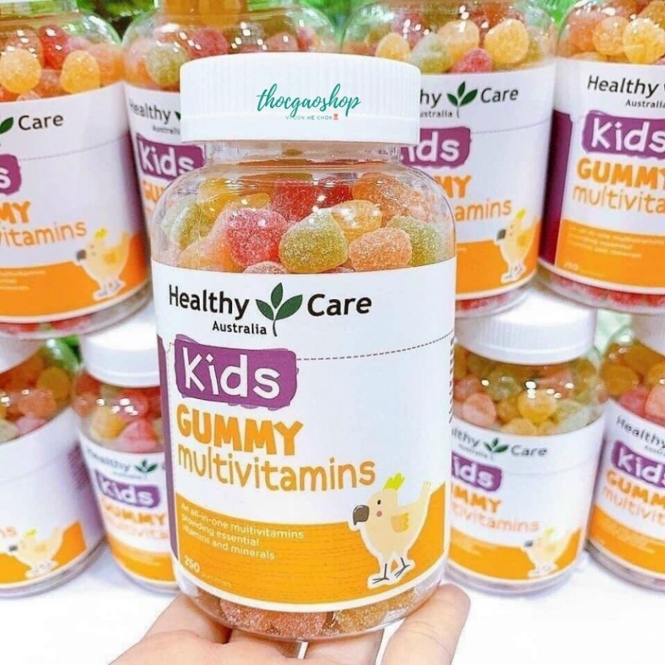 Kẹo dẻo Kids Gummy Multivitamin và Kids Gummy Omega 3 200v chính hãng Healthy Care Úc