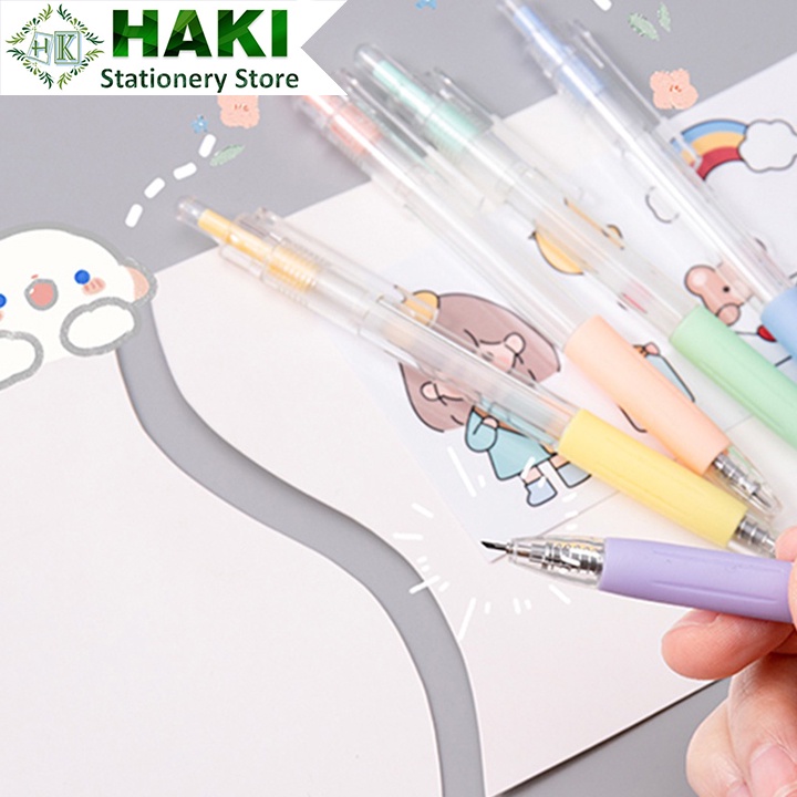Dao cắt chạm khắc sticker dạng bút HAKI có thể thu gọn màu sắc morandi sáng tạo diy D04